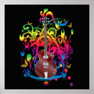 Bass Guitar Colour splash Poster