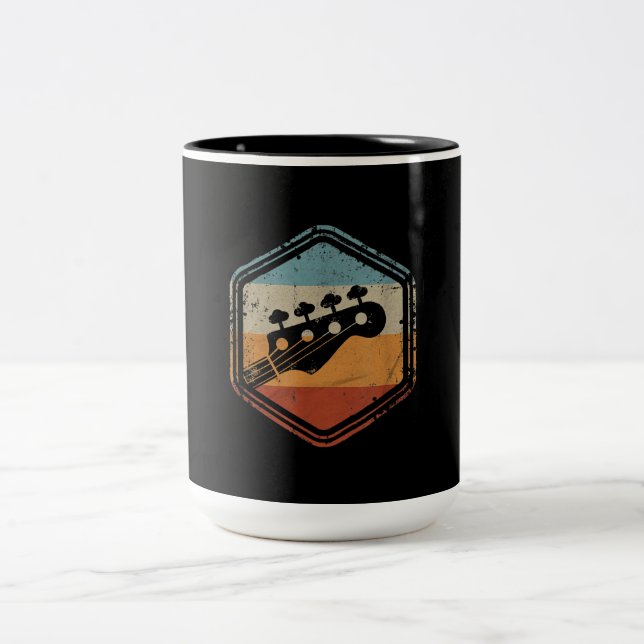 Bass Guitar Headstock Bassist And Bass Player Two-Tone Coffee Mug (Center)