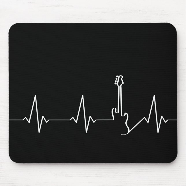 Bass Guitar Heartbeat Mouse Pad (Front)