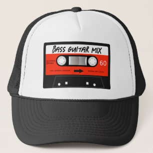 Bass Guitar Mixtape Retro Red Vintage Cassette Trucker Hat
