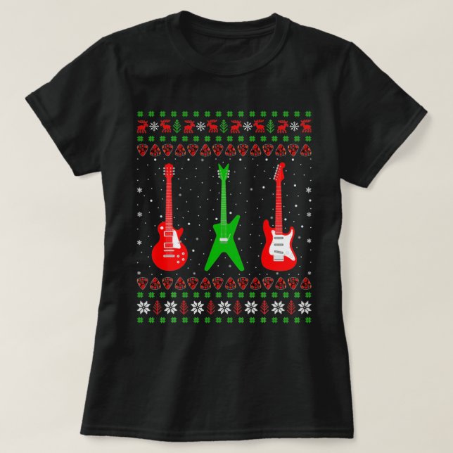 Bass Guitar Music Player Xmas Gift Ugly Guitar Chr T-Shirt (Design Front)