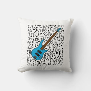 Bass Guitar Musical Notes Bassist Musician Cushion