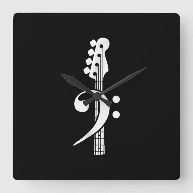 Bass Guitar Player- Bass Guitar Musician Square Wall Clock (Front)