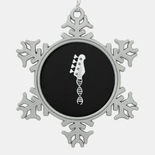 Bass Guitar Player Bassist Snowflake Pewter Christmas Ornament