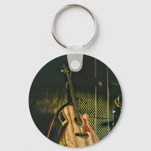 Bass guitar player key ring