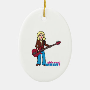 Bass Guitar Player - Light/Blonde Ceramic Tree Decoration
