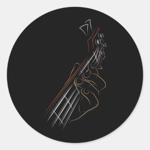 Bass Guitar Player Music Guitarist Musician Rock Classic Round Sticker