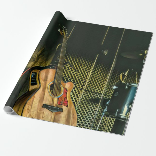 Bass guitar player wrapping paper (Unrolled)
