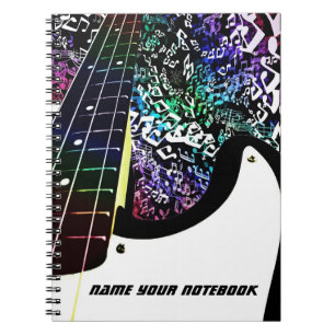 Bass Guitar Rainbow Music Notes Notebook