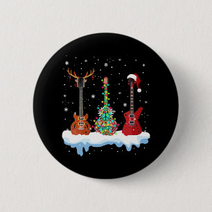 bass guitar santa hat reindeer hippie guitar lover 6 cm round badge