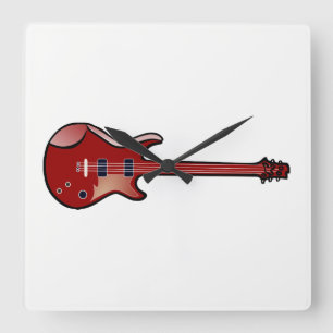 Bass guitar square wall clock