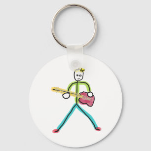 Bass Guitar Stickman Key Ring