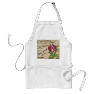 Bass Guitar Tulip Vintage Sheet Music Customized Standard Apron