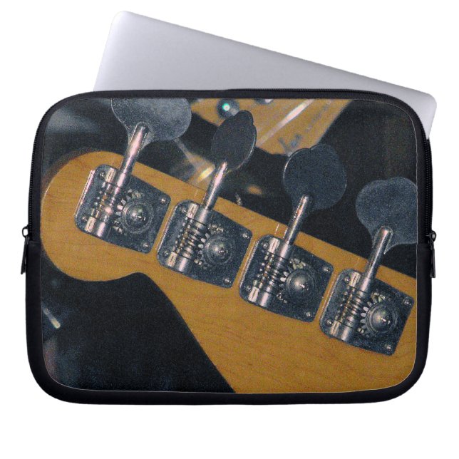 bass guitar tuning pegs laptop sleeve (Front)