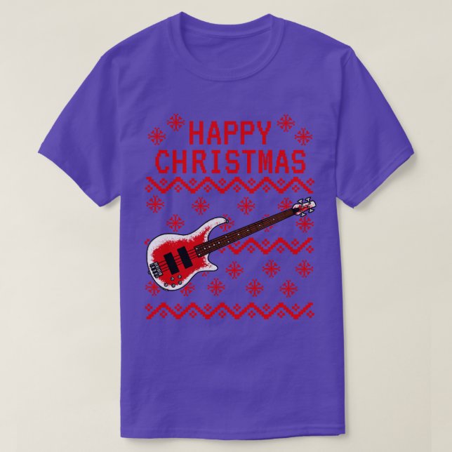 Bass Guitar Ugly Christmas Bassist Musician T-Shirt (Design Front)
