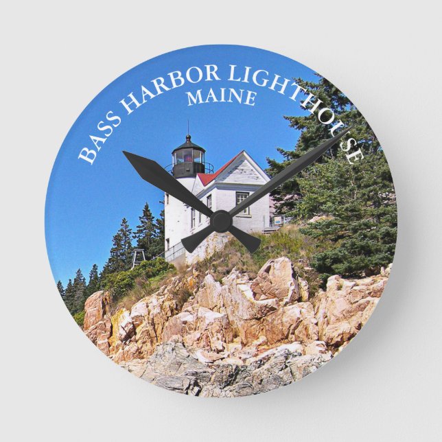 Bass Harbor Head Lighthouse Maine Round Wall Clock (Front)