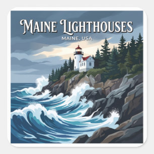 Bass Harbour Head Light Tremont Maine Keepsake Square Sticker