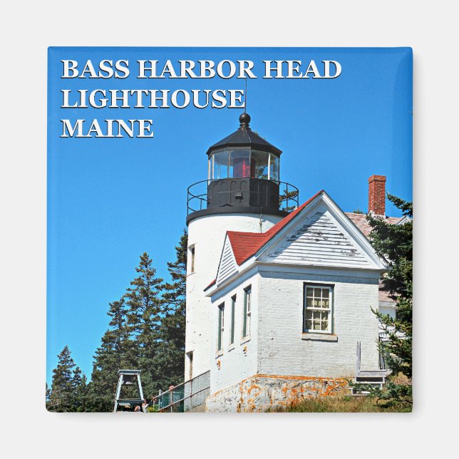 Bass Harbour Head Lighthouse, Maine Square Magnet (Front)