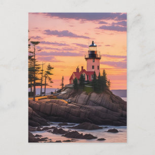 Bass Harbour Head Lighthouse Sunrise Postcard
