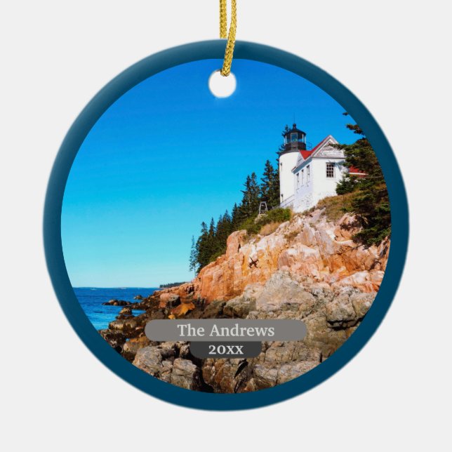 Bass Harbour Lighthouse Acadia Ceramic Ornament (Front)