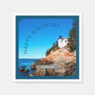 Bass Harbour Lighthouse Birthday Acadia NP Napkin