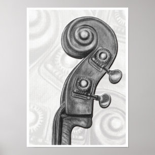 Bass Headstock in Charcoal Music Art Print