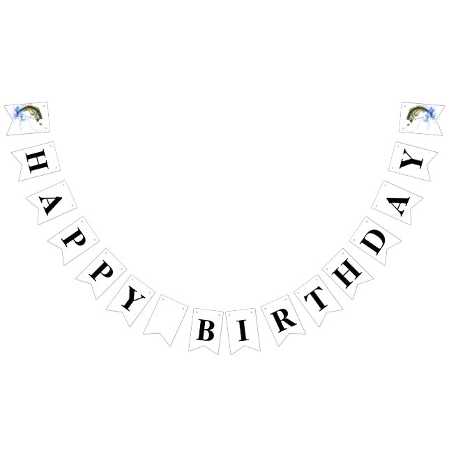 Bass Jumping Fishing Happy Birthday Bunting (All)