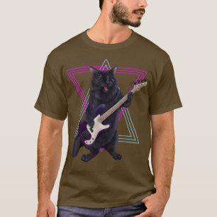 Bass kitty  cat playing the bass guitar rock and r T-Shirt