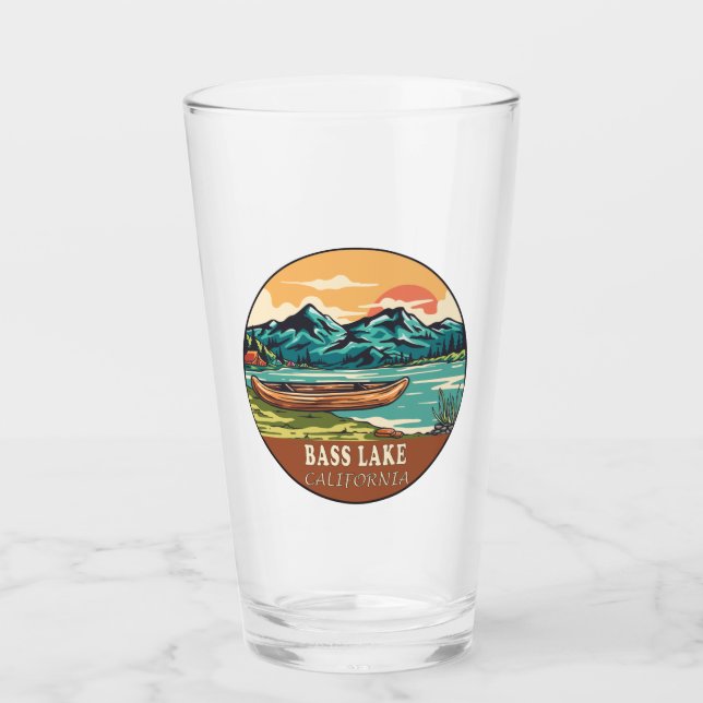 Bass Lake California Boating Fishing Emblem Glass (Front)