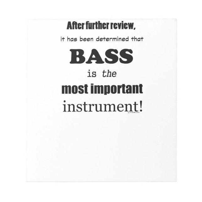 Bass Most Important Instrument Notepad (Front)