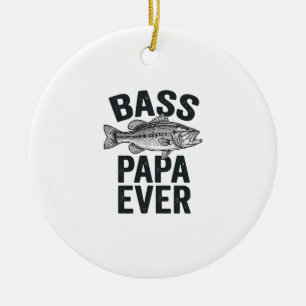 Bass Papa Ever Vintage Fishing Dad Shirt Design_1 Ceramic Ornament