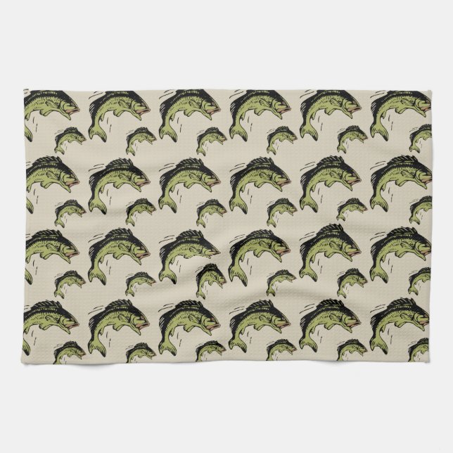 Bass Pattern Tan Tea Towel (Horizontal)