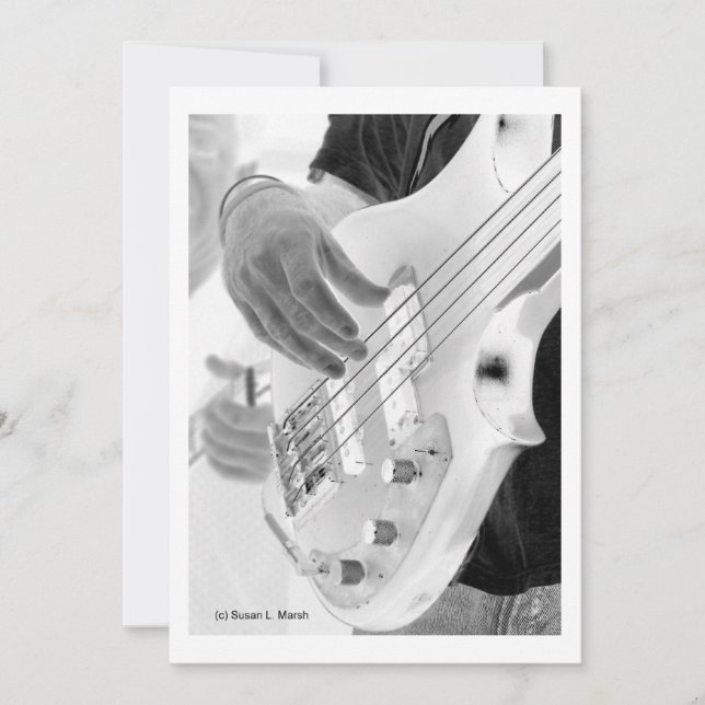Bass player , bass and hand, negative image (Front)