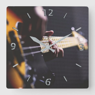 Bass Player Bass Guitar Music Square Wall Clock