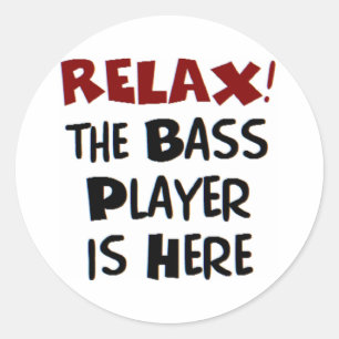 bass player here classic round sticker