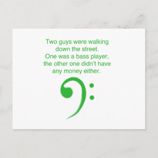 Bass player joke postcard