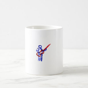 Bass Player outline figure red and blue Coffee Mug