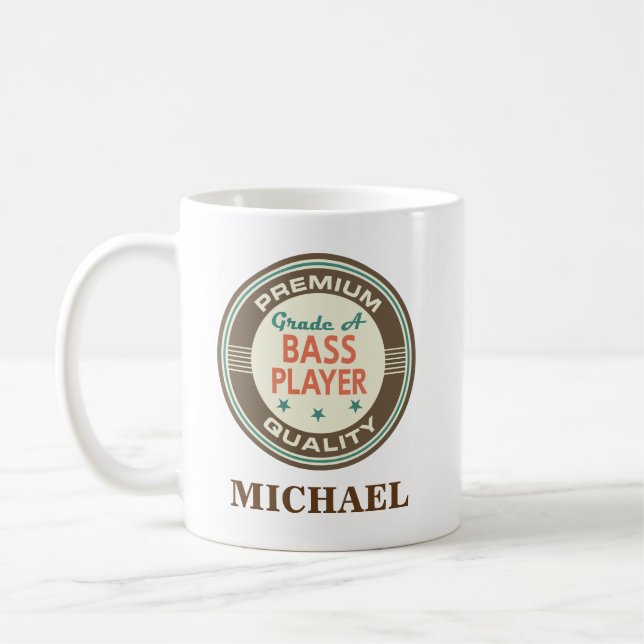 Bass Player Personalised Office Mug Gift (Left)