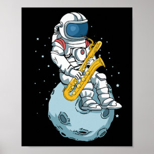 Bass Saxophone Player Astronaut Musician Saxophone Poster
