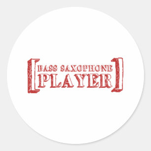 Bass Saxophone Player Classic Round Sticker