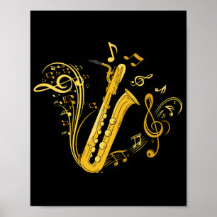Bass Saxophone Player Orchestra Bass Saxophone Poster