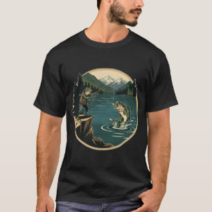 Bass Strike Frog Angler Lake Adventure Design T-Shirt