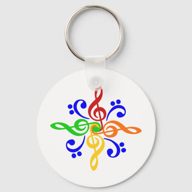 Bass & Treble Clef Design Key Ring (Front)