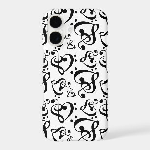 Bass Treble Clef Hearts Music Notes Pattern