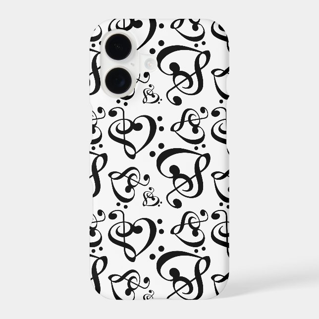 Bass Treble Clef Hearts Music Notes Pattern (Back)