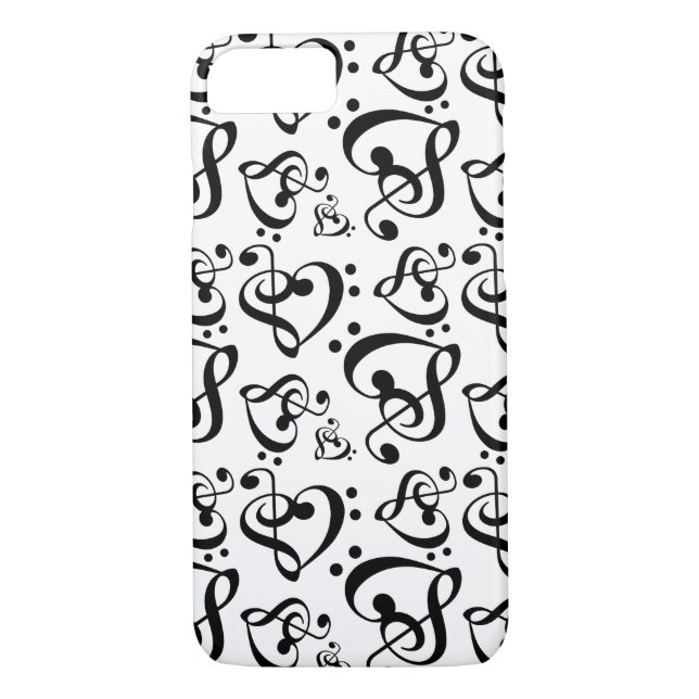 Bass Treble Clef Hearts Music Notes Pattern Case-Mate iPhone Case (Back)