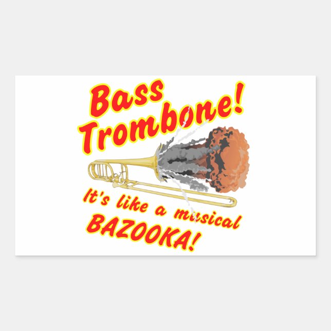 Bass Trombone Musical Bazooka Rectangular Sticker (Front)