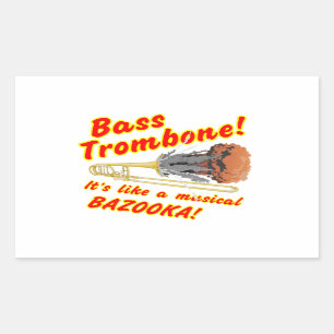 Bass Trombone Musical Bazooka Rectangular Sticker