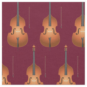 Bass Upright Jazz Music Musician Room Decor Maroon Fabric