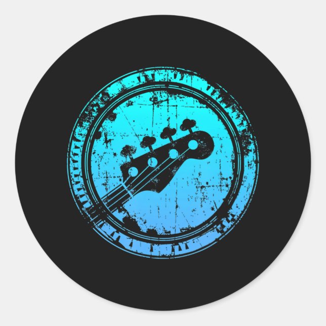Bass Vintage Bass Guitar 01 Bass Player Classic Round Sticker (Front)